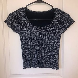 Brandy Melville flowered button down shirt